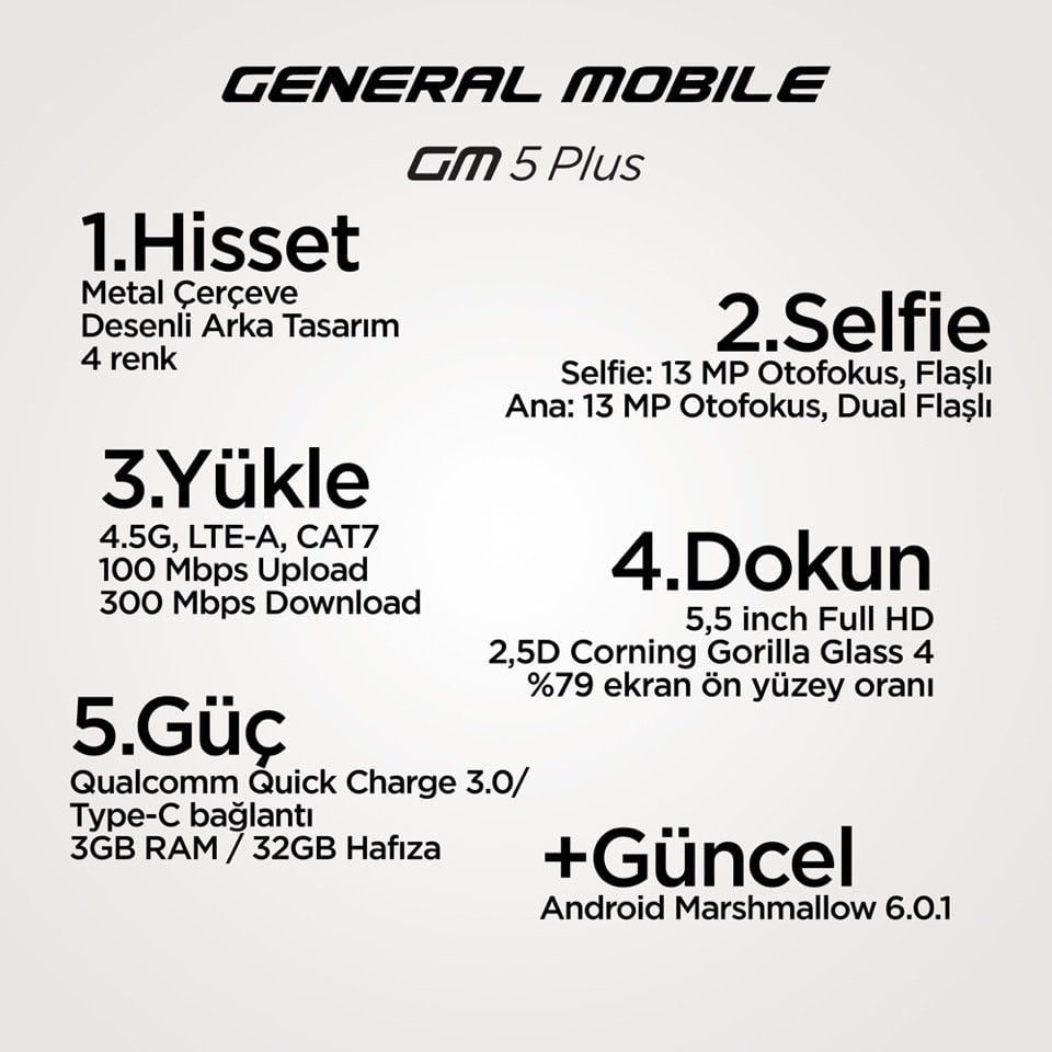 General Mobile 5 Plus General Mobile 5 Plus Çıkış Tarihi Belli Oldu! 215gm5plus
